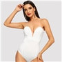 SHEIN Sexy Sweetheart Bustier Bodysuit Sleeveless Backless Plain Rompers With Lining 2018 Summer Skinny Bodysuit