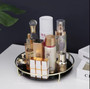 Nordic Rotating Cosmetic Desktop Storage Box Transparent Makeup Organizer 2 Tiers Glass Tray Dressing Table Finishing Rack
