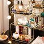 Nordic Rotating Cosmetic Desktop Storage Box Transparent Makeup Organizer 2 Tiers Glass Tray Dressing Table Finishing Rack