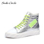 Smile Circle Sneakers Women High-top Flat Platform shoes 2019 Fashion Lace-up Round toe casual Ladies shoes