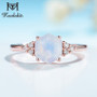 Kuololit 585 rose gold Rainbow Moonstone Gemstone Ring for Women 925 Sterling Silver hexagon Natural gemstone Ring for Romantic