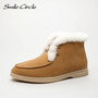 Smile Circle Ankle boots cow-suede-leather boots natural-fur Warm winter boots Slip-on Casual Comfortable snow boots women