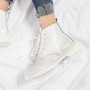 Size 35-44 Autumn Ankle Boots Women Flat Platform Boots Warm Plush winter boots Round Toe Lace-up leather shoes