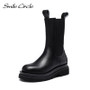 Smile Circle Platform Boots Women Chunky Heel Platform Boots Luxury Brand Designer Chelsea Boots Winter Shoes Side Zipper