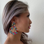 Luxury crystal big earrings for women 2019 circle pendant colorful statement earrings large rhinestone earings  party jewelry