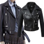 FTLZZ New Women Autumn Winter Black Faux Leather Jackets Zipper Basic Coat Turn-down Collar Motor Biker Jacket With Belt