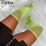 Eilyken 2020 New Summer Autumn Sexy Over The Knee Women Boots Pointed Toe High Heels Sock Boots Sandals Party Shoes Green