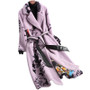 Elegant Winter Long Woolen Warm Real Fur Plus Size Coat Printing Thick Turn-down Collar Slim Jackets High Quality Lilac Outwear