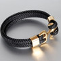 High Quality Men's Titanium Steel Bracelet Black Personality Leather Woven Anchor Leather Bracelet Rope Bracelet For Men Gift