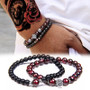 Men Bracelets Natural Garnet Beads Bracelet For Women Red Stone Bracelet Silver-plated Yoga Balance Pulsera Couples Jewelry Gift