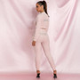 JillPeri Winter Velvet Crop Jacket and Tracksuit Joggers Two Piece Set with Diamante Rhinestones Jogging Suits for Women