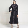 TOPFUR New Real Fur Coat Women Winter Dark gray Nizi Coat With Belt X-Long Silm Nizi Coat With Mink Fur Collar Lapel Collar