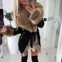 Umeko Faux Fur Fur Collar Women Cotton Jacket Long Warm Lace-up Jacket Multi-color Long-sleeved Multi-color Elegant Lady Coat