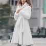 Faux fur coat long Winter Thicken White  Coat Lace-up Solid Color Slim Long Plush Faux Fur Hooded Warm Jacket new fashion 1