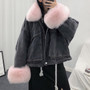 Jacket Women Denim Casual Jacket Women Long Sleeve Short Thick Coats Elegant Winter Outwear Office Ladies Solid Streetwear 2020