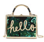 Gradient Color Sequin Letters Hello Box Style Ladies Handbag Shoulder Bag Party Mini Messenger Bag Women's Bolsa Clutch Bag Flap