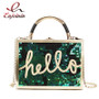 Gradient Color Sequin Letters Hello Box Style Ladies Handbag Shoulder Bag Party Mini Messenger Bag Women's Bolsa Clutch Bag Flap