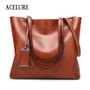 ACELURE Solid Color Shoulder Bags For Women Soft Pu Leather Casual Totes For Female All-Match Ladies High-Capacity Handbags