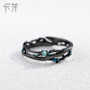 Thaya CZ Milky Way Black Rings Blue Bright Cubic Zirconia Rings 925 Silver Jewelry for Women Lover Vintage Bohemian Retro Gift