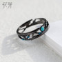 Thaya CZ Milky Way Black Rings Blue Bright Cubic Zirconia Rings 925 Silver Jewelry for Women Lover Vintage Bohemian Retro Gift