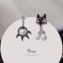 Thaya 925 Sterling Silver Earring Cute Black Cat & Paw Stud Earring  Japanese Style For Women Silver Ear Fashion Fine Jewelry