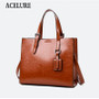 ACELURE Solid PU Leather Handbags Large Women Bag High Quality Casual Female Shoulder Bags Trunk Tote Ladies Messenger Bags