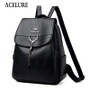 ACELURE Casual Fashion High Capacity Tassel PU Leather Backpacks Soft Handle Large Women Handbags Zipper School Bag for Student