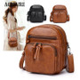 ACELURE Mini Backpack Women Solid PU Leather Bags for Teenage Girls Kids Multi-Function Bagpack Female Ladies School Bag Sac