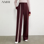 AMII Minimalism Autumn Women's Pants Fashion High Waist Spliced loose Long Suit Pants Casual Female Trousers 12020228