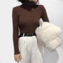 2020 Autumn Winter Thick Sweater Women Knitted Ribbed Pullover Sweater Long Sleeve Turtleneck Slim Jumper Soft Warm Pull Femme