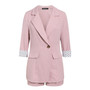 Simplee Elegant two-piece women blazer suit Button pockets polka dot female blazer shorts set Spring summer office ladies suits