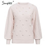 Simplee Elegant fur pompon women sweater Autumn winter lantern sleeve knitted sweater female Streetwear ladies pullover jumper