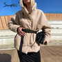 Simplee Warm winter coat women parkas Casual sash new design with pocket overcoat female Stand collar khaki short jackets coats