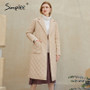 Simplee Fashion female winter windproof jacket  Casual sashes women winter parka Long straight coat with rhombus pattern 2020