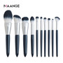 MAANGE 10PCS Makeup Brushes Sets With Bag Blue Powder Blusher Foundation Make up Brush Blending Eyeshadow Brush Beauty Tools