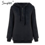 Simplee Hooded coral fleece women pullover sweatshirt women Zipper warm solid long sleeve hoodies Casual loose plus size coats