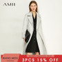 AMII Minimalism Coat Women Autumn Fashion Lapel Solid Loose Belt Women's Trench Coat Female Jacket 12080058