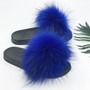 Summer Fluffy Fur Slippers Women Shoes Raccoon Fur Slides Real Fox Fur Flip Flop Flat Outdoor Slippers Casual Female Plush Shoes