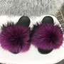 Summer Fluffy Fur Slippers Women Shoes Raccoon Fur Slides Real Fox Fur Flip Flop Flat Outdoor Slippers Casual Female Plush Shoes