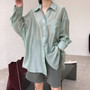 TWOTWINSTYLE Casual Shirt For Women Lapel Collar Long Sleeve Minimalist One Size Loose Shirts Female 2020 Summer Clothes New