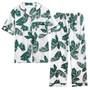 XL-4XL Plus Size Pajamas Set Green Leaves Pattern Women Sleepwear Short Sleeve Cotton Pajamas Homewear Long Pants for Female