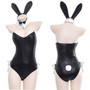 Women Black PU Leotard Halloween Carniva Party Suit Anime Suzumiya Haruhi No Yuuutsu Bunny Girl Sexy Uniform Cosplay Costume