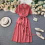 SINGRAIN Women Elegant Blouse Dress Korean Short Sleeve Single Breasted Office Dress 2020 Summer Casual Loose Streetwear Dresses