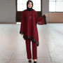 Elegant two pieces muslim sets Worship service robe suits sequined glossy Abaya Robe Tunic Jubah dubai Ramadan robes with lining