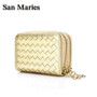 San Maries Double Zipper Women Rfid Wallet Protection Credit Cards Holder Travel Wallets Unisex Card & ID Holders