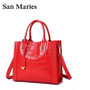 San Maries Women's Designer Handbags High Quality Women Messenger Bag Crocodile Pattern Cow Leather Shoulder Bags Ladies Tote