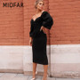 MIOFAR V-neck Long-sleeved Black Elegant Dresses Women's New Fashion Sexy Women's Clothing Party Dress Casual Autumn and Winter