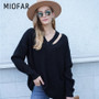 MIOFAR Autumn and Winter Knitwear Fashion Sweaters Women Hollow Out Sexy V-neck Loose Ladies Tops Sweater Casual Streetwear 2020