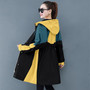 2020 Fashion Thin Trench coat For Women Spring autumn New Hooded Top Splice Long Windbreaker Student Casual Plus size Outerwear