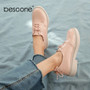 BESCONE Women's Flats lovely Round Toe Cross-Tied Decoration Lace-Up Comfortable Anti-Slippery Flats Casual Shoes Women BO450